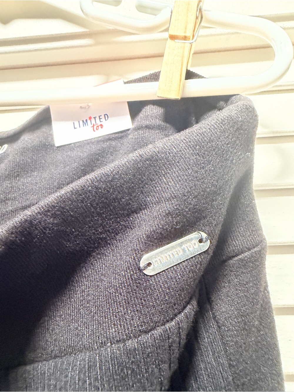 Limited Too Black Knit Pants with Metal Nameplate - Picture 2 of 4